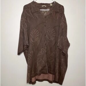 Tommy Bahama 100% Silk Mens XXL Hawaiian Shirt Brown Button Up Floral